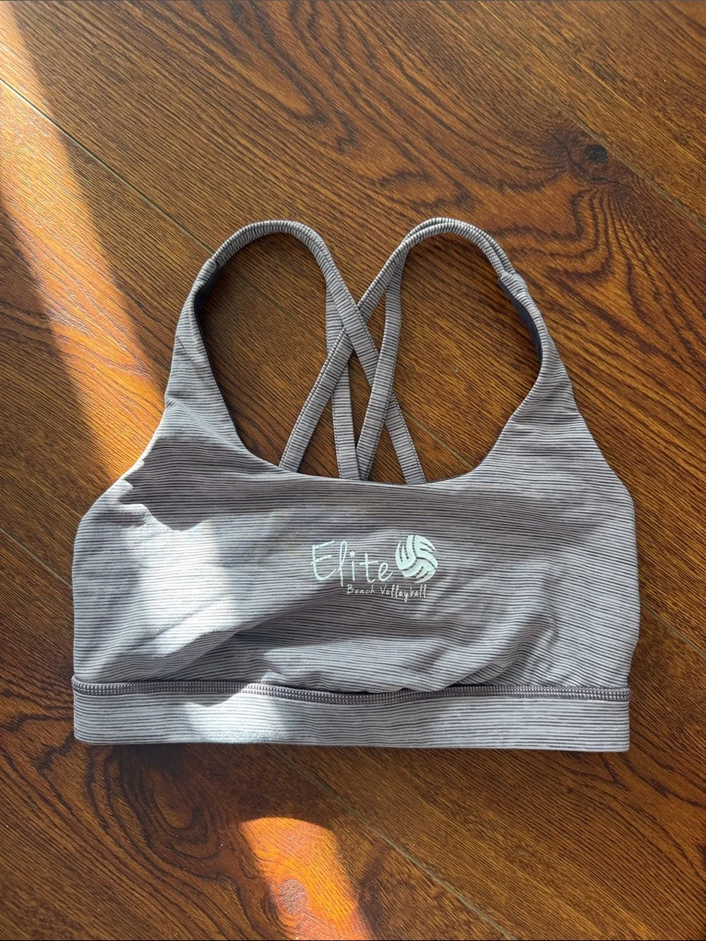 Lululemon Strappy Crossback Sports Bra in Purple and Gray
